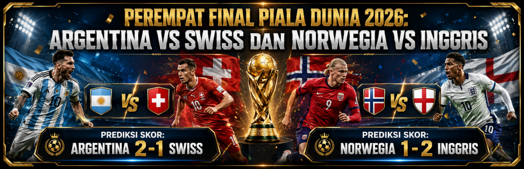 Hadirkan Pertandingan Penuh Drama dan Aksi Spektakuler Perempat Final Piala Dunia 2026: Argentina vs Swiss dan Norwegia vs Inggris